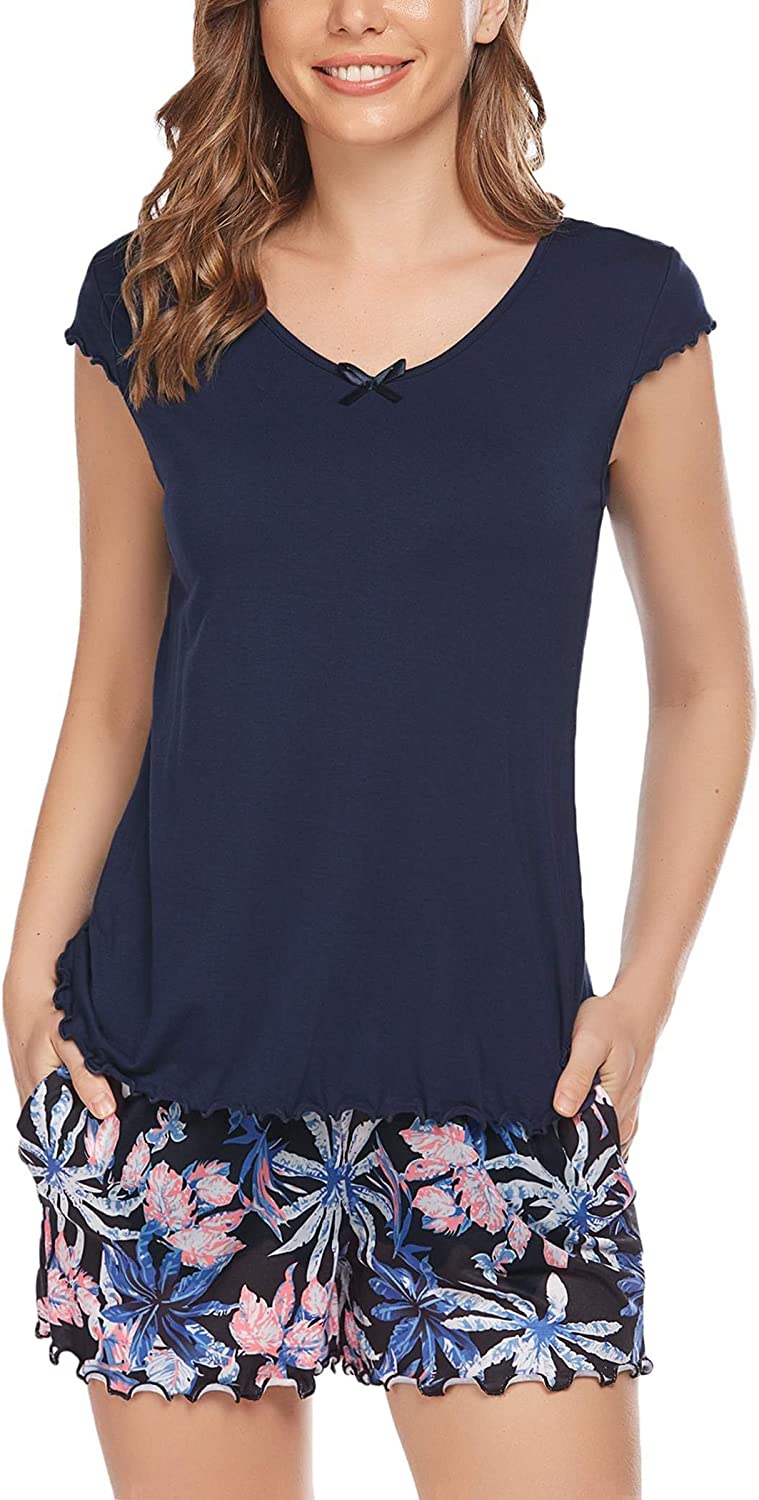 Price:$16.99 Womens Pajama Set with Print Short Sleeve Sleepwear Pj Lounge Sets(S-XXL) at Amazon Women’s Clothing store