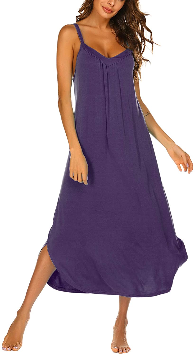Price:$16.99 Long Nightgown Sexy Full Slips Sleepwear Summer Sleeveless Nightshirt Loose Chemise Lounge Dresses for Women S-XXL at Amazon Women’s Clothing store
