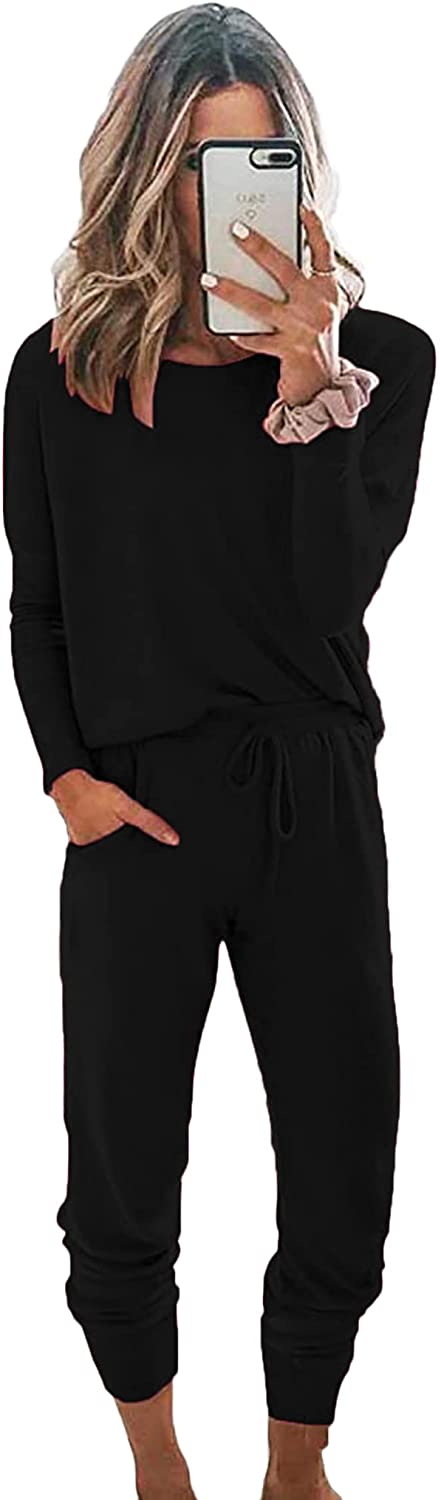 Price:$28.99 Pajamas for Women Long Sleeve Sleepwear Loose Two Piece Jogger Sets Soft Star Pjs Causal Sweatsuits with Pockets at Amazon Women’s Clothing store