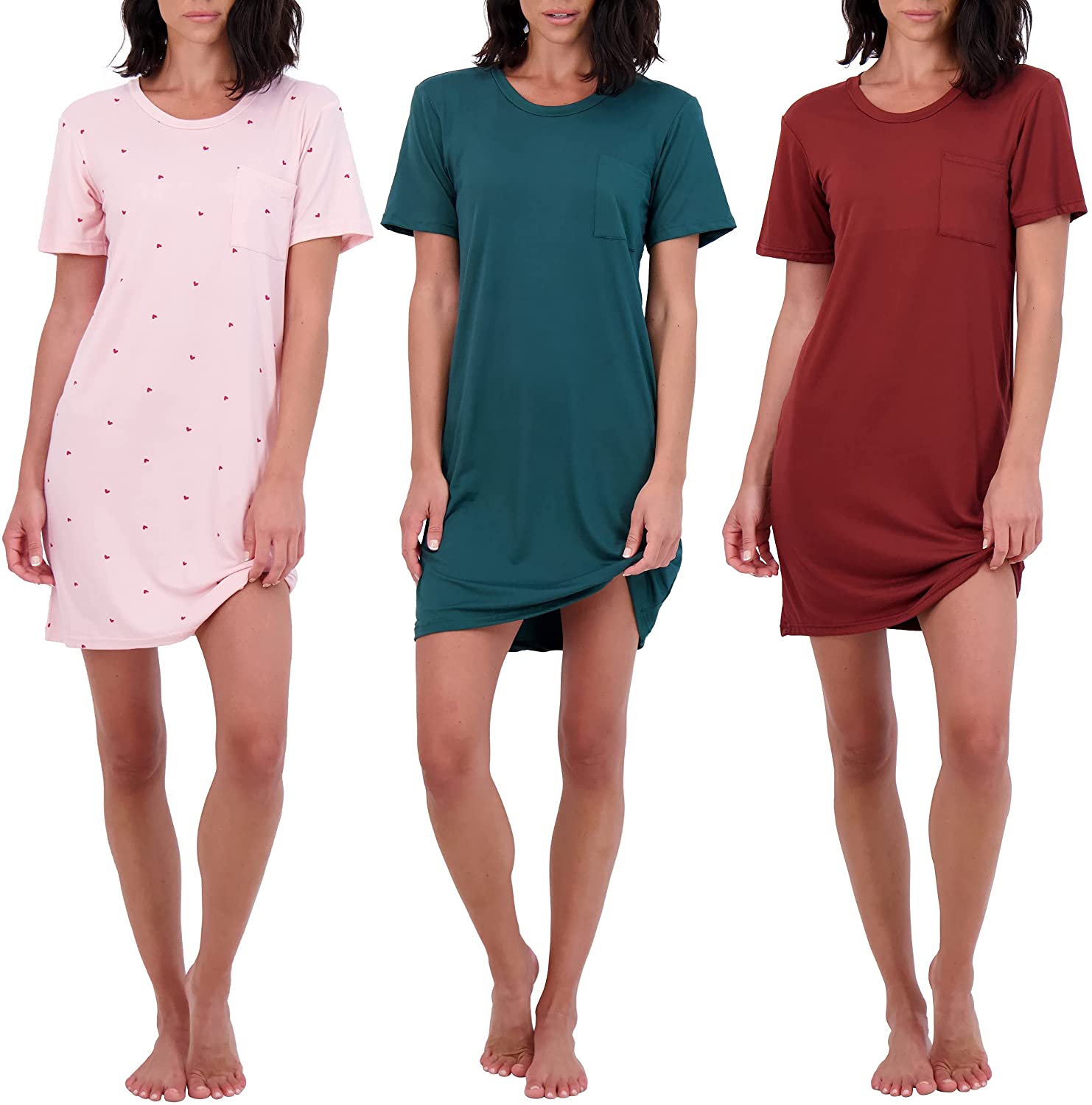Price:$29.99 Pack: Women's Nightshirt Short Sleeve Ultra-Soft Print Nightgown Sleep Dress With Pocket at Amazon Women’s Clothing store