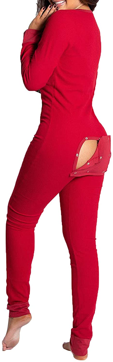 Price:$15.98 Sexy Deep V Neck Bodycon Jumpsuit Butt Flap Pajamas Long Sleeve Romper Overall Sleepwear : Clothing, Shoes & Jewelry