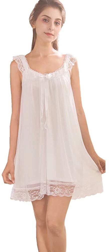 Price:$21.98 Lace Vintage Victorian Nightgown Ladies Sleeveless Sleep Dress at Amazon Women’s Clothing store