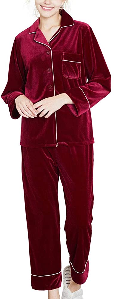 Price:$35.99 Women's Velour Long Sleeve Pajamas Warm Ultra-Soft Loungewear 2-Piece Sleepwear : Clothing, Shoes & Jewelry