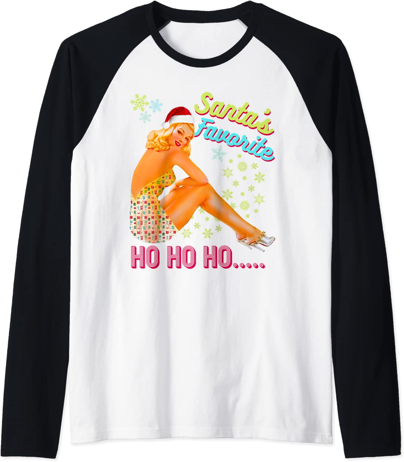 Price:$24.99 Ho Ho Nice Naughty Dirty Joke Meme Retro Raglan Baseball Tee : Clothing, Shoes & Jewelry