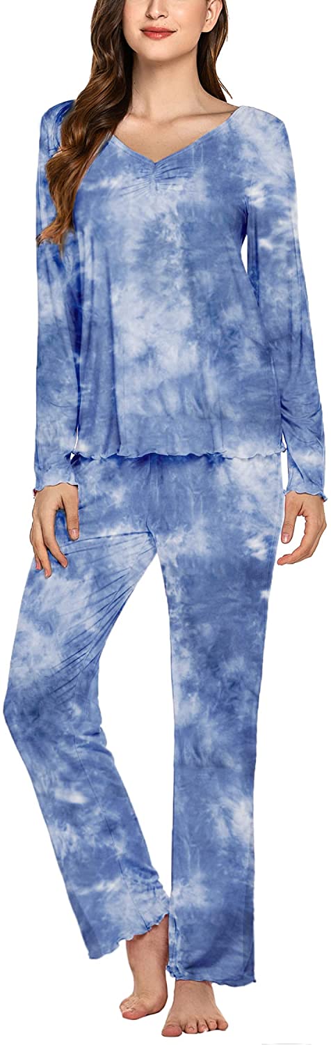 Price:$27.99 Pajamas Set for Women Long Sleeve Sleepwear V-Neck Pj Top with Long Sleep Pants Soft Loungewear S-XXL at Amazon Women’s Clothing store
