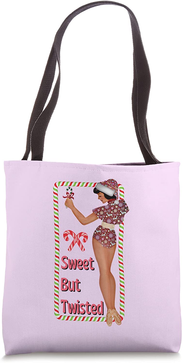 Price:$19.99 Candy Cane Naughty Nice Cottagecore Retro Tote Bag : Clothing, Shoes & Jewelry