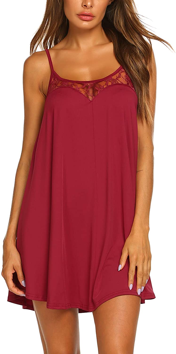 Price:$14.99 Nightgown Sexy Lingerie for Women Nightwear Lace Chemise Sleeveless Camisole Slip Dress Babydoll Sleepwear at Amazon Women’s Clothing store