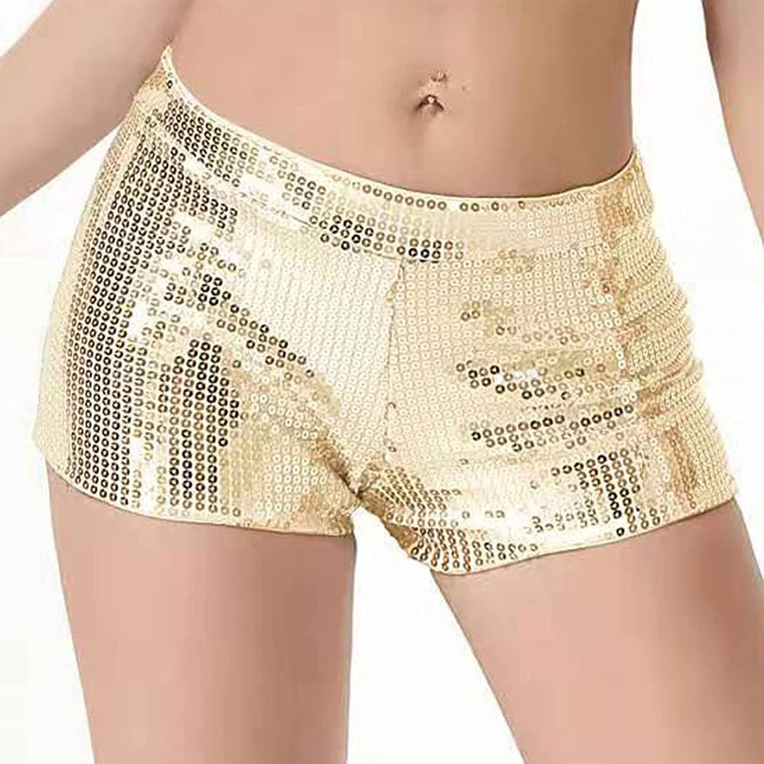 Price:$17.99 BEHAVIOR Women's Sequin Shimmer Sexy Rave Booty Metallic Shorts: Clothing, Shoes & Jewelry