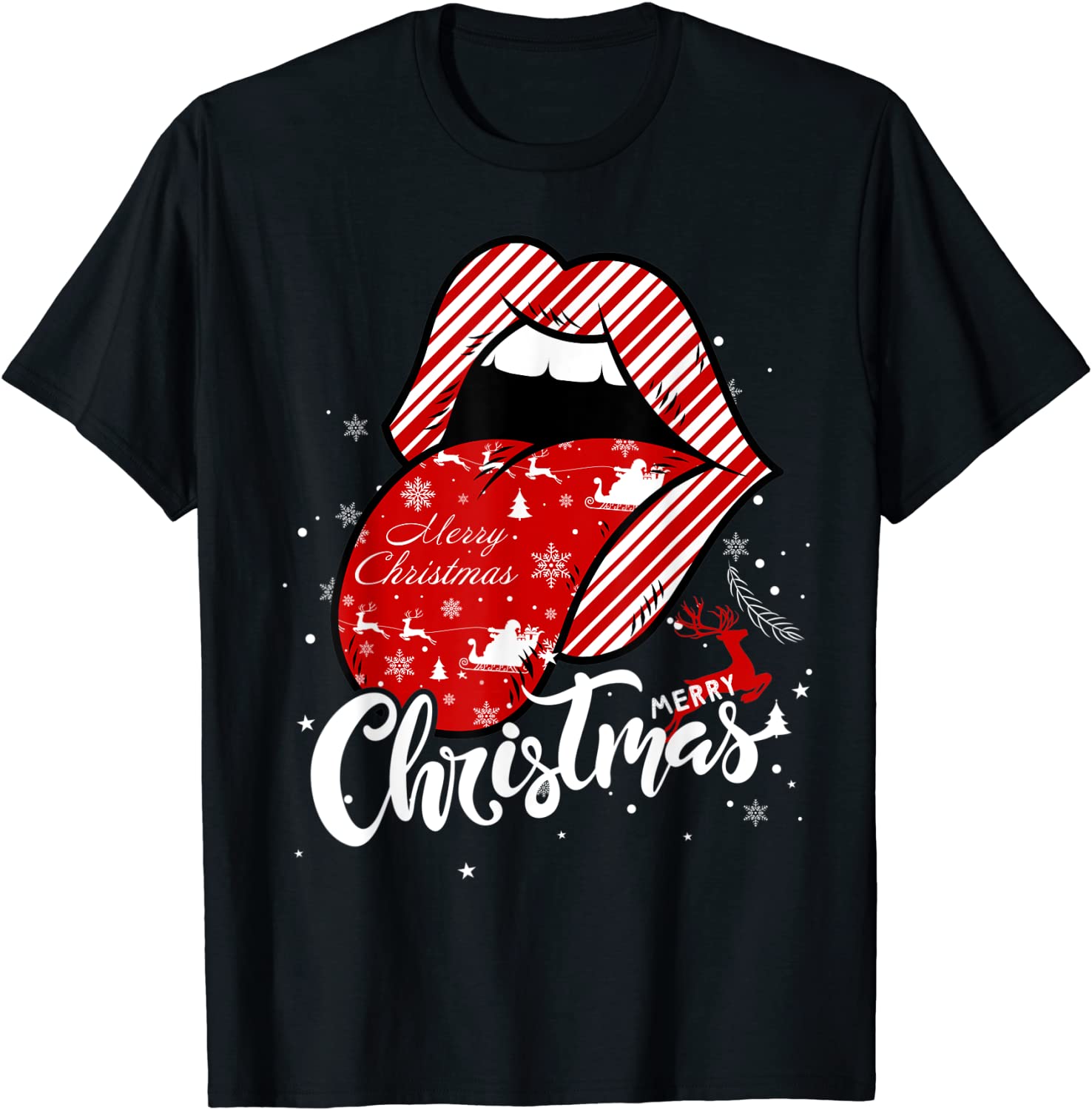 Price:$16.03 Lips Cool Xmas Eve Day Pajamas Cute For Merry Christmas T-Shirt : Clothing, Shoes & Jewelry