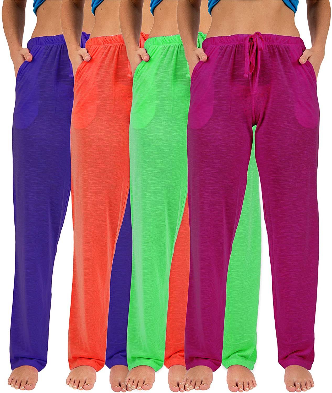 Price:$30.99 Basics Women's 4 Pack Casual Active Relaxed Flowy Fit Lounge & Yoga Pants at Amazon Women’s Clothing store