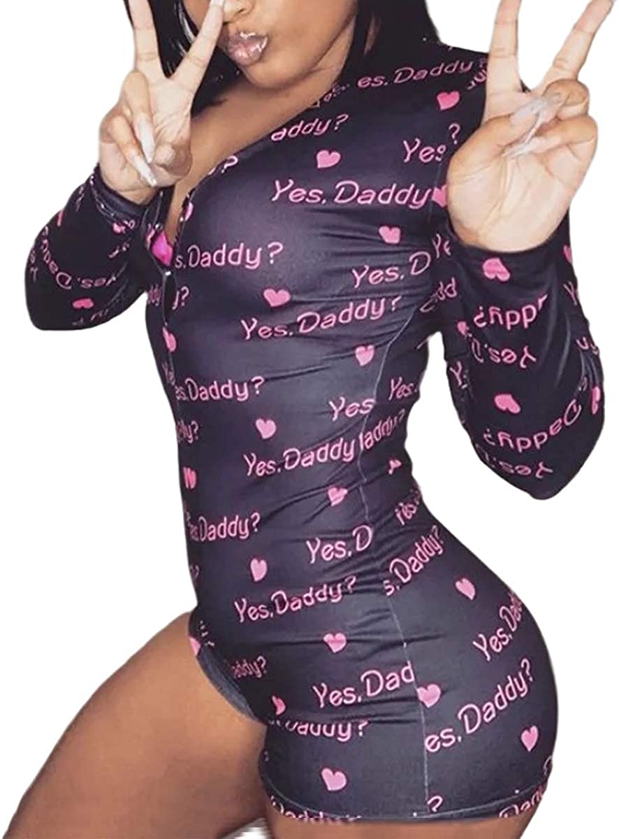 Price:$5.99 Women's Sexy Long Sleeve Short Jumpsuit Button Down V Neck One Piece Bodysuit Club Tank Romper Overall Pajama : Clothing, Shoes & Jewelry
