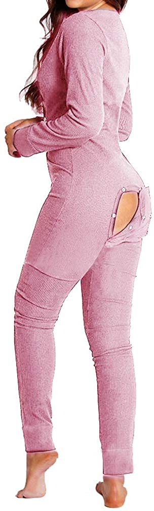 Price:$32.89 Women's Sexy Butt Flap One Piece Onesie Pajamas Jumpsuit Long Sleeve Knitted V Neck Bodycon Bodysuits Rompers Overall : Clothing, Shoes & Jewelry