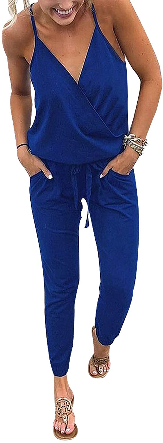 Price:$28.99 Womens Rompers Summer Jumpsuits Sleeveless Overalls Casual Playsuit Rompers Lounge Romper One Piece Outfits for Women : Clothing, Shoes & Jewelry