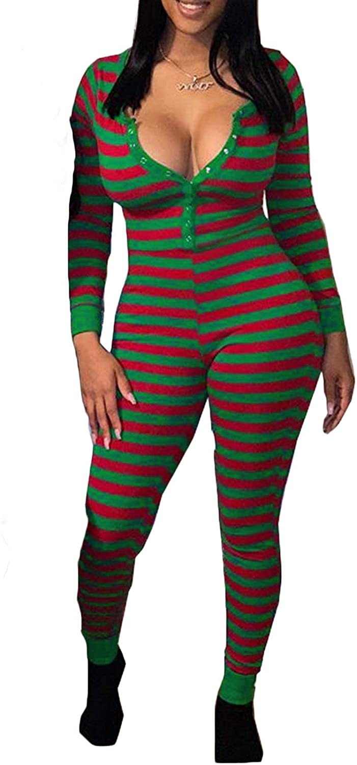 Price:$11.99 V Neck Long Sleeve Jumpsuit Bodycon One Piece Pajamas Bodysuit Romper Sleepwear : Clothing, Shoes & Jewelry