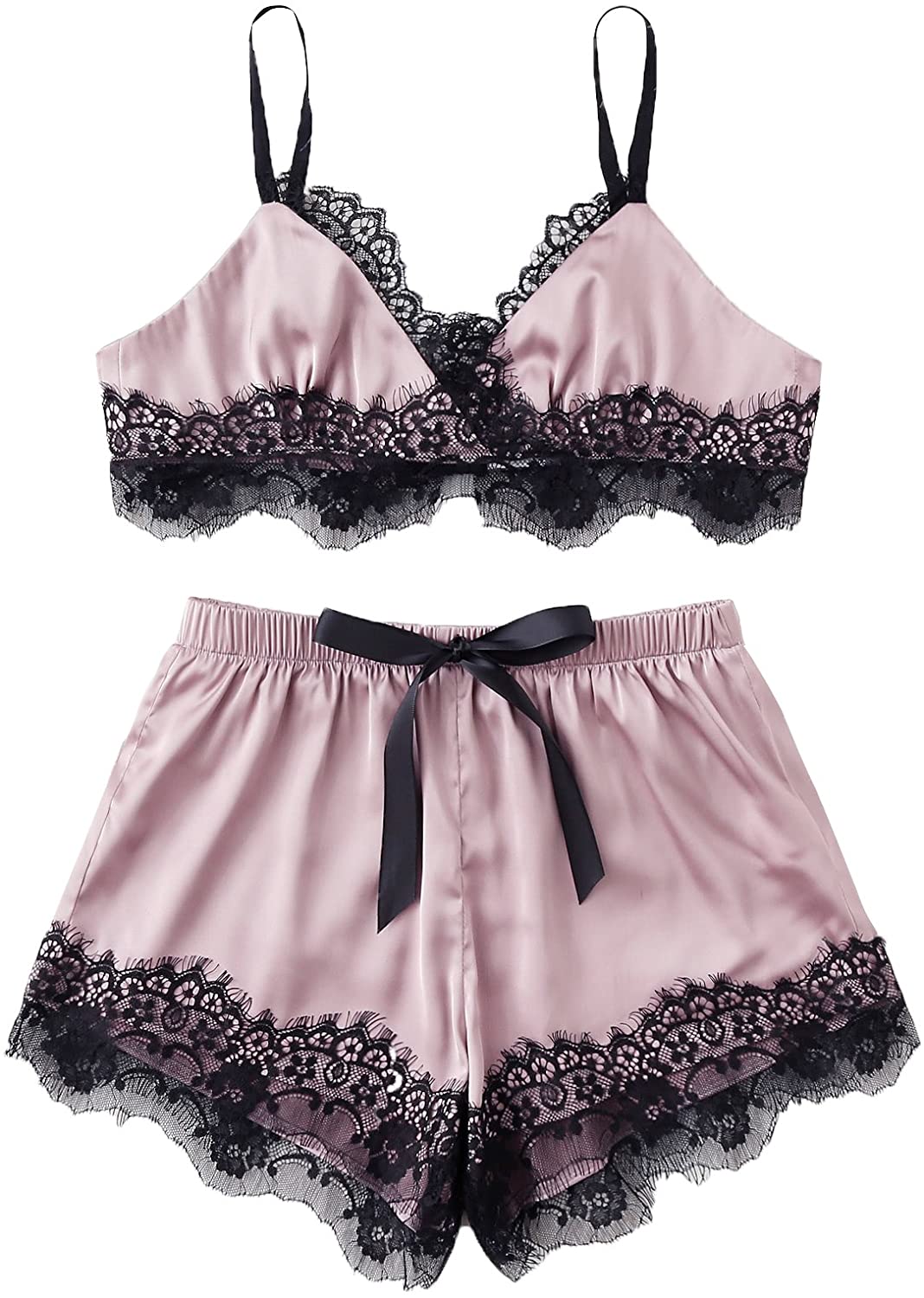 Price:$7.99 Women's Lace Trim Underwear Lingerie Straps Bralette and Panty Set at Amazon Women’s Clothing store
