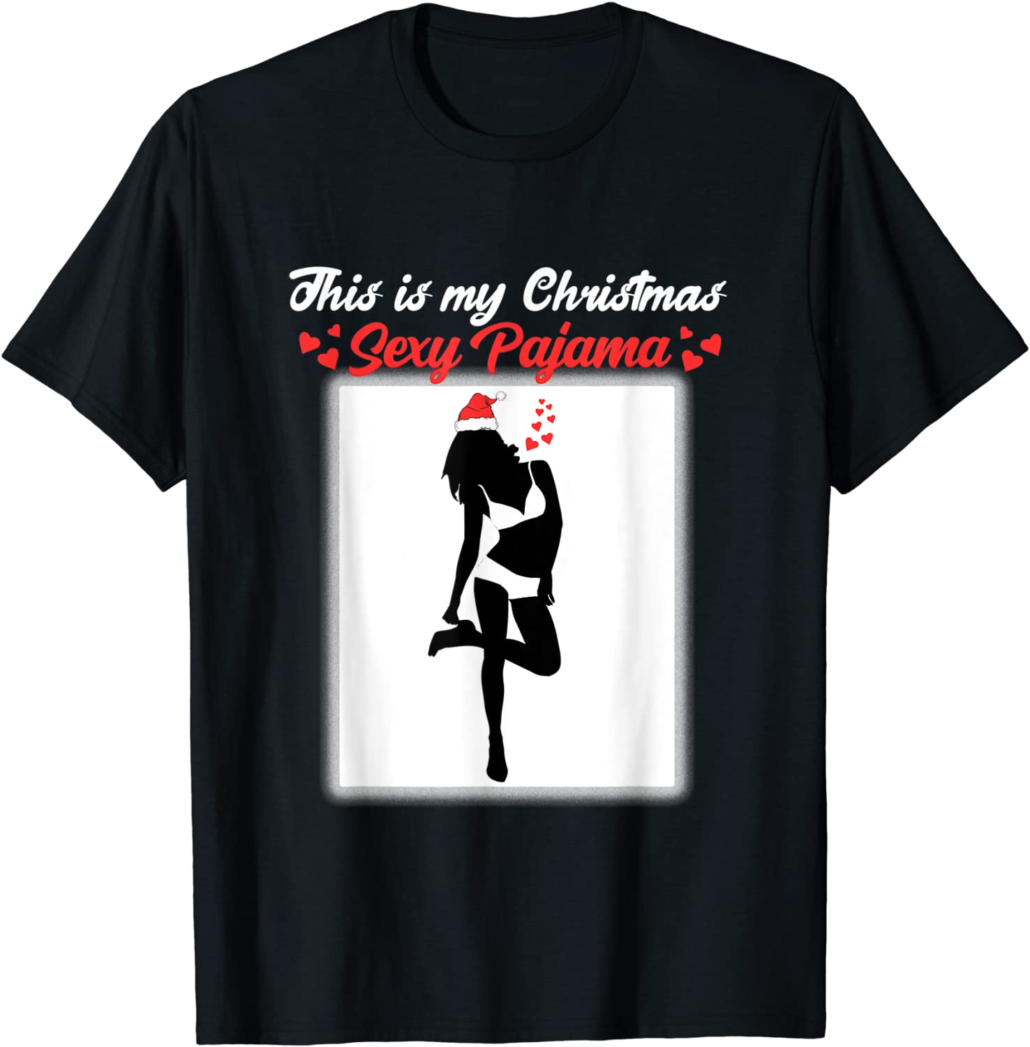 Price:$13.94 is my christmas sexy pajama tattooed girl silhouette T-Shirt : Clothing, Shoes & Jewelry