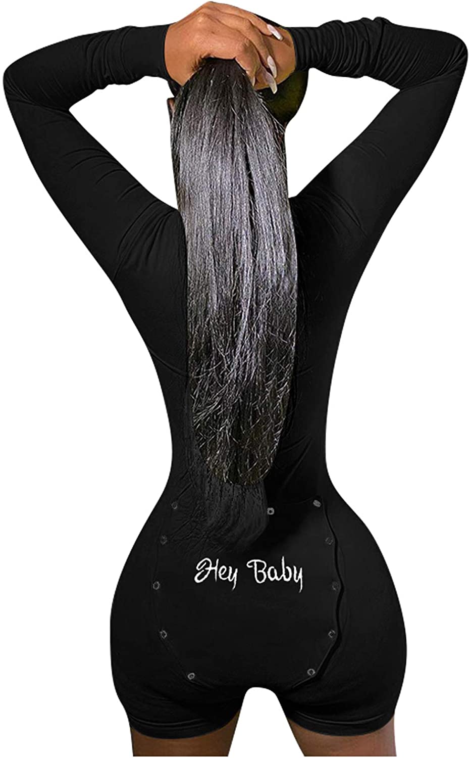 Price:$26.99 Women's Sexy One Piece Onesie Pajamas Jumpsuit Butt Flap Long Sleeve V Neck Bodycon Bodysuits Rompers Nightwear : Clothing, Shoes & Jewelry