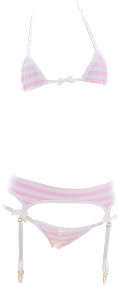 Price:$16.99 Women’s Extreme Bikini Lingerie Stripe Halterneck Bra and Micro Thong Lingerie Sets (Pink): Clothing, Shoes & Jewelry