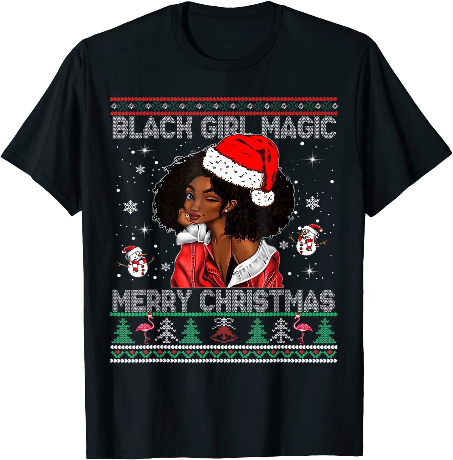 Price:$13.99 Girl Magic Christmas Santa Melanin African American T-Shirt : Clothing, Shoes & Jewelry