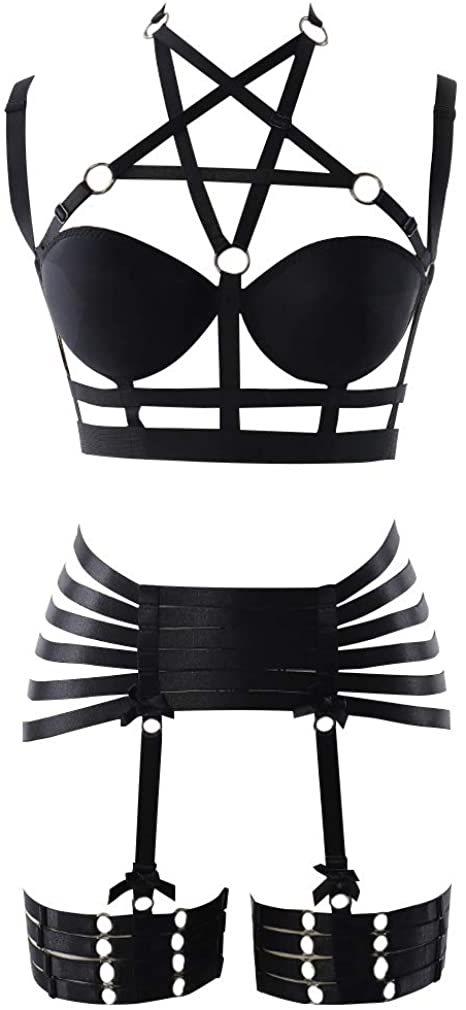 Price:$59.99 Women Sexy Cage Body Harness Lingerie Set Strap Gothic : Clothing, Shoes & Jewelry