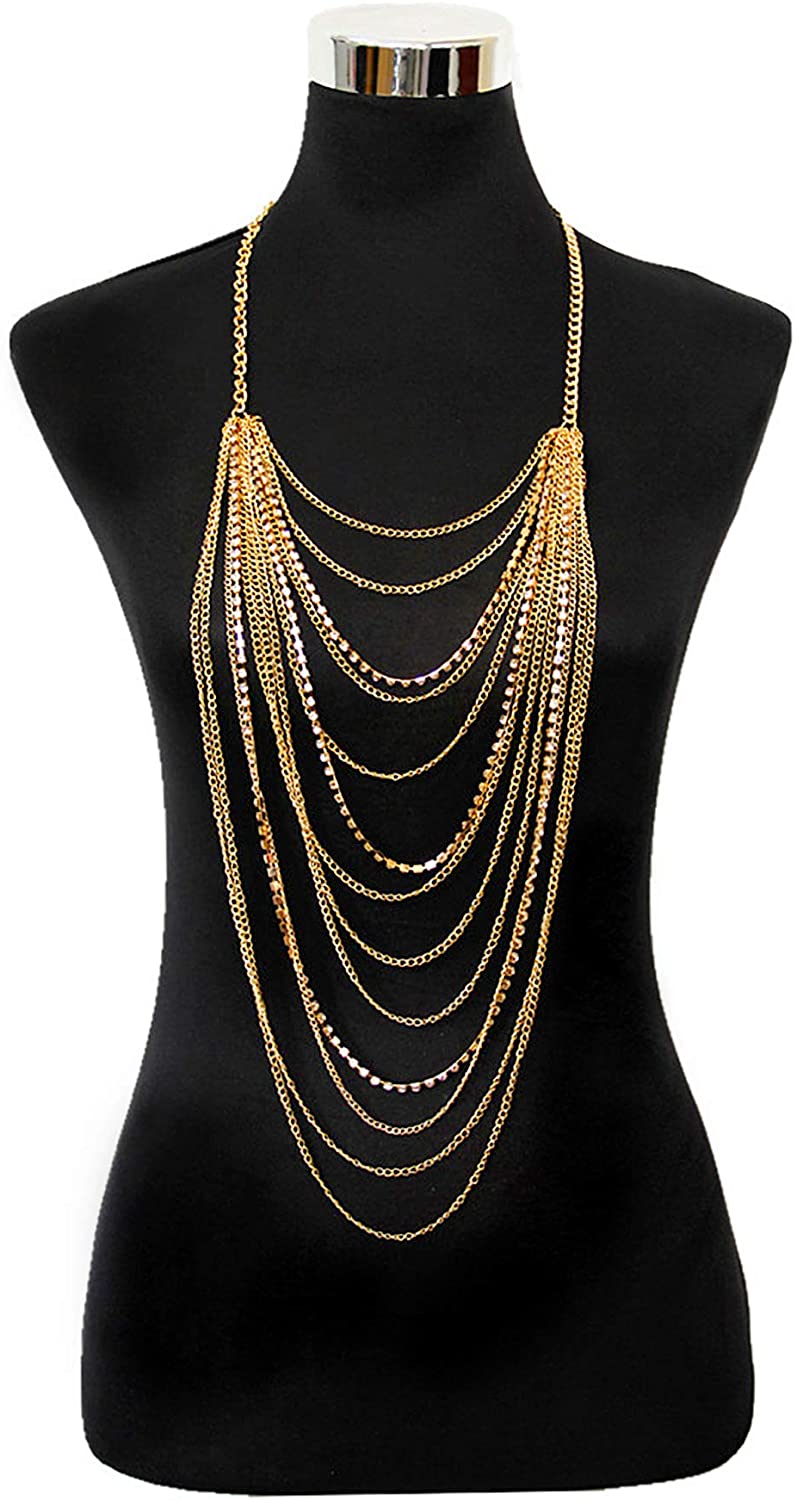 Price:$13.99 Diamond Golden Body Chain Layered Sexy Gold Tassel, Diamond Necklace Fashion Jewelry Chest Bra Hot Bikini Beach Party Club Party Harness Birthday Anniversary Holiday Gift For Women Ladies Girl : Clothing, Shoes & Jewelry