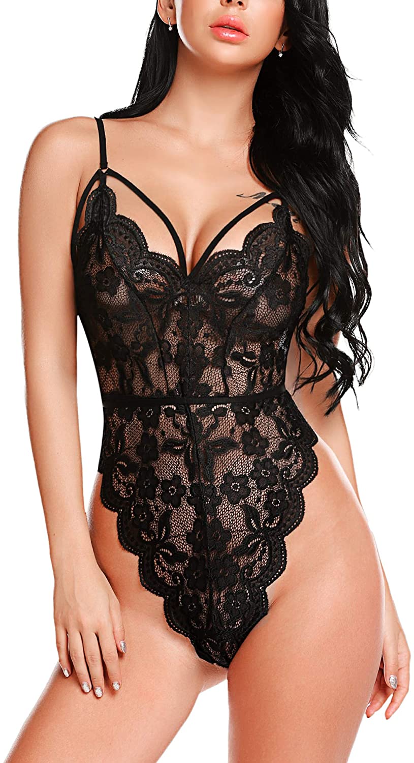 Price:$11.99 Women Teddy Lingerie One Piece Babydoll Mini Bodysuit at Amazon Women’s Clothing store
