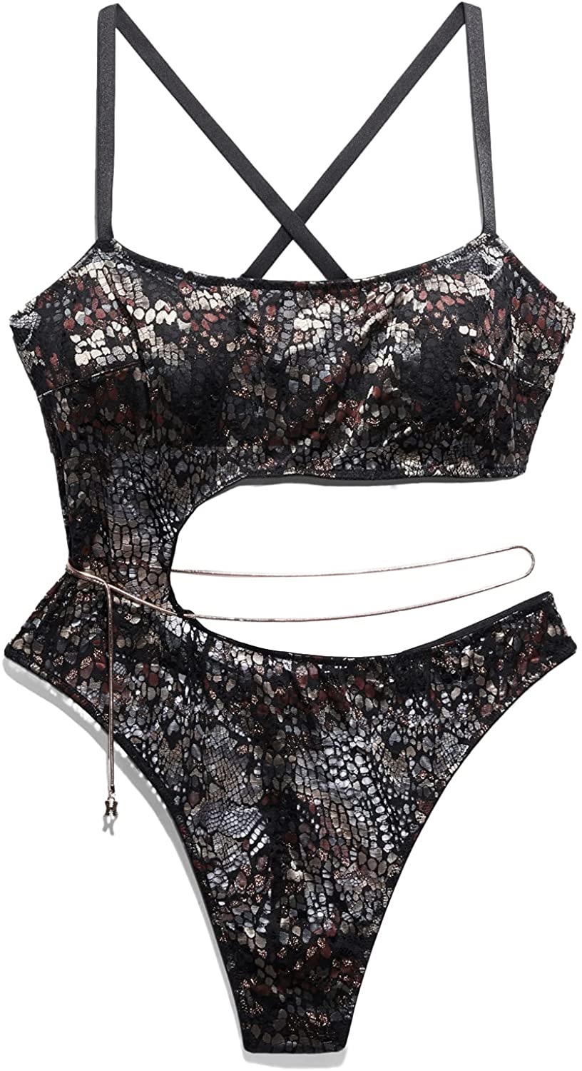 Price:$74.95 X Fenty, Women's, Cold-Hearted Snake Lace Teddy at Amazon Women’s Clothing store