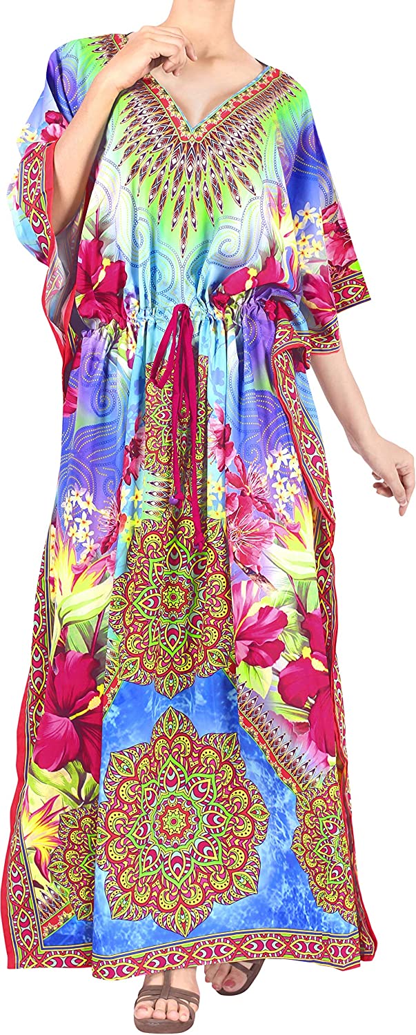 Price:$18.99 BAY Womens Maxi Kaftan Nightwear Cover Ups Beach Dress US 14-22W Blue_X847 at Amazon Women’s Clothing store