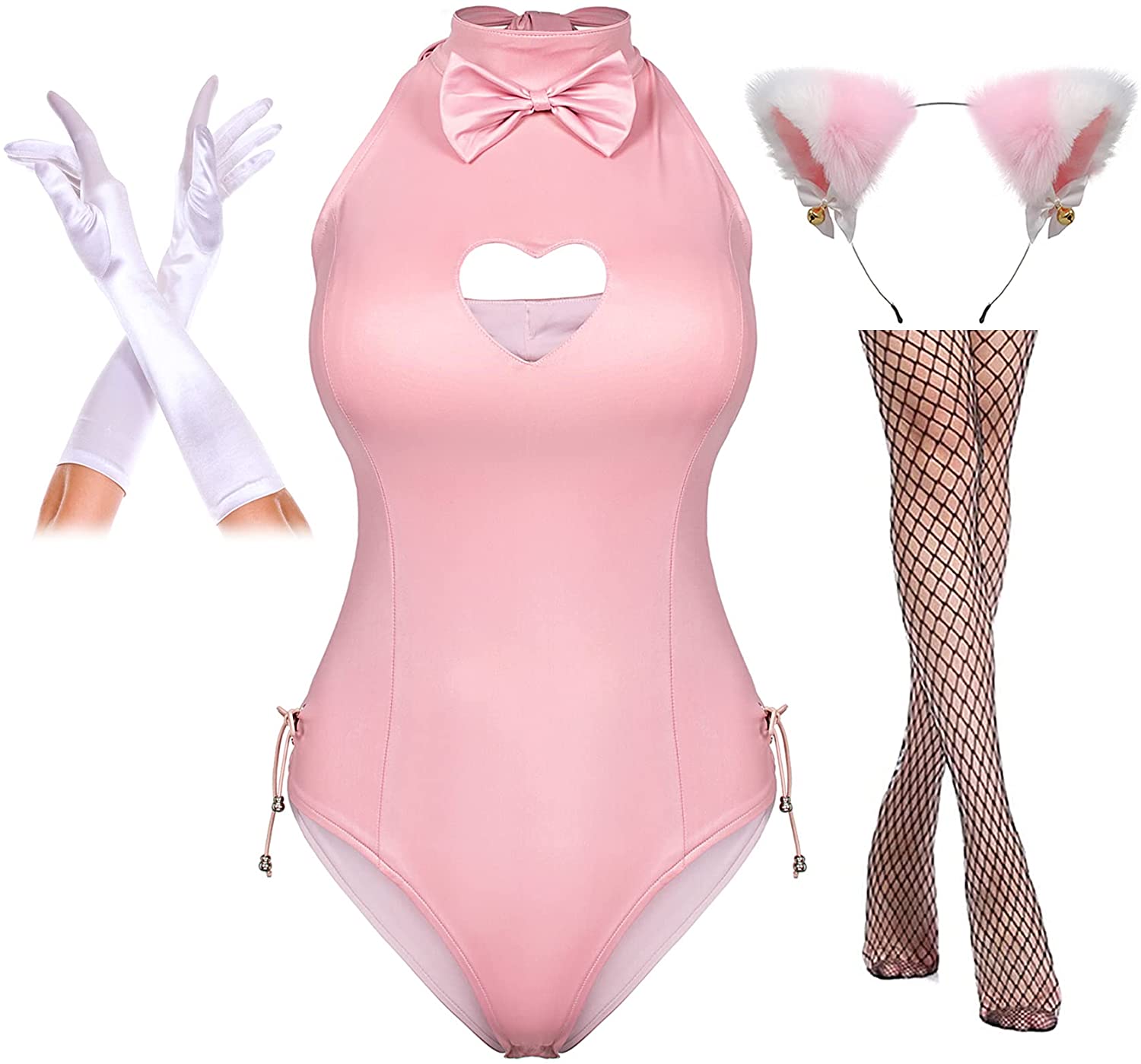 Price:$32.99 Button Crotch Romper Onesie Bodysuit Cosplay Costume Furry Cat Ear Gloves Socks Set: Clothing, Shoes & Jewelry