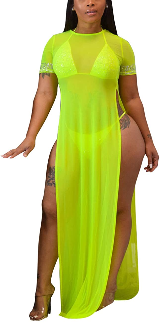 Price:$9.99 Women's Sexy Swimsuit Cover Ups Casual See Through Sheer Long Maxi Dresses for Swimwear at Amazon Women’s Clothing store