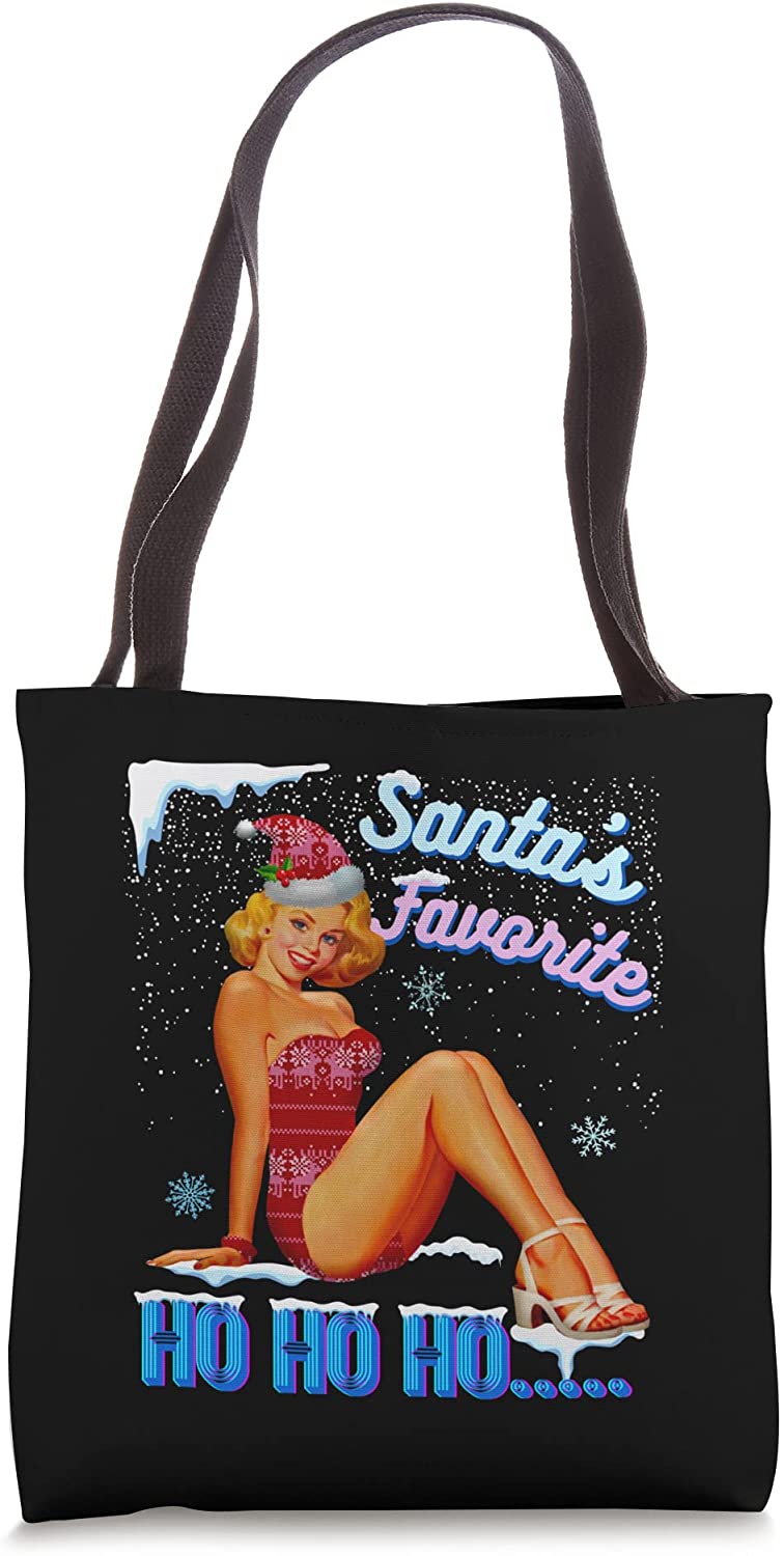 Price:$19.99 Santa's-Favorite-Ho Naughty Joke Snow Vintage Tote Bag : Clothing, Shoes & Jewelry