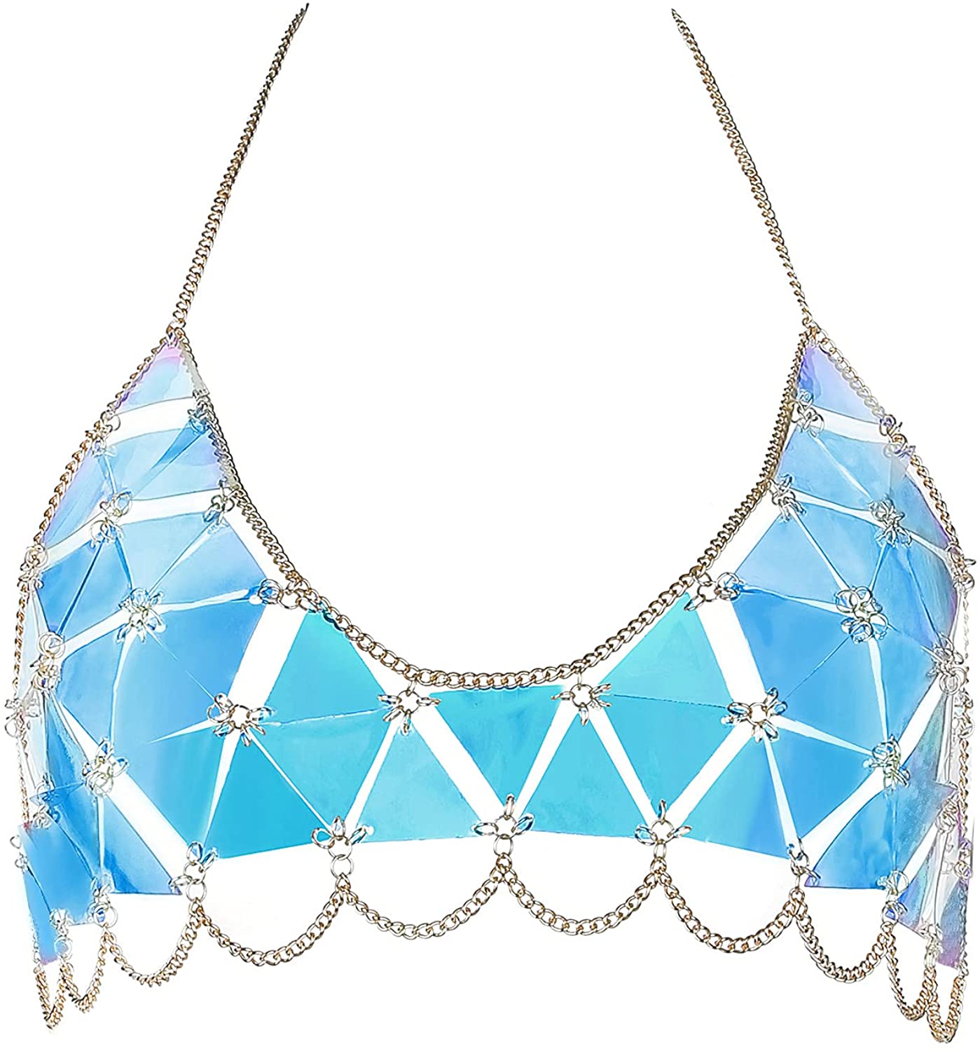 Price:$17.99 Sexy Sequin Body Chain-Party Metal Halter Backless Crop Top Adjustable Chest Chain for Women (Gold Sequin&Tasseles) : Clothing, Shoes & Jewelry