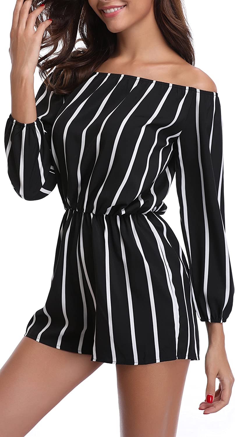 Price:$20.99 MOLY Rompers and Jumpsuits for Women Long Sleeves Off The Shoulder Jumpsuit Summer Casual Playsuit w Belt : Clothing, Shoes & Jewelry
