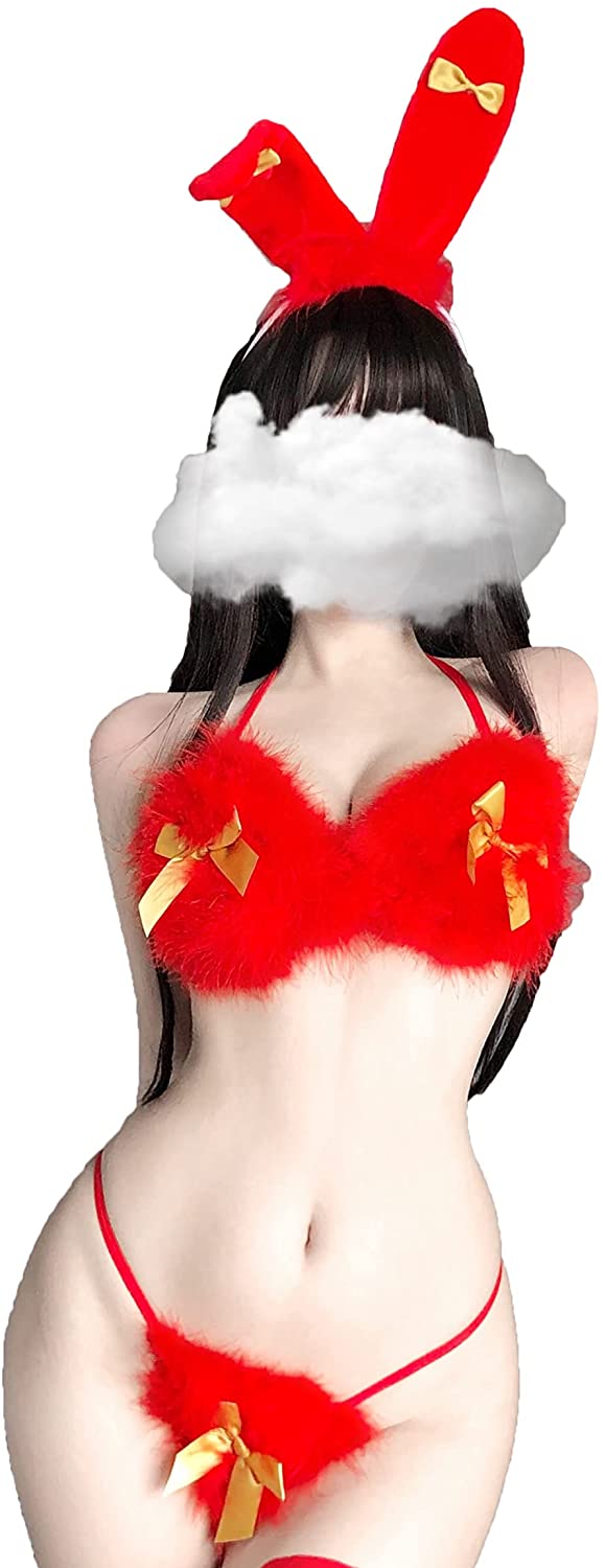 Price:$19.99 Bunny Cosplay Lingerie Naughty Christmas Costume Kawaii Anime Furry Micro Bikini Santa Bra and Panty Teddy Babydoll : Clothing, Shoes & Jewelry