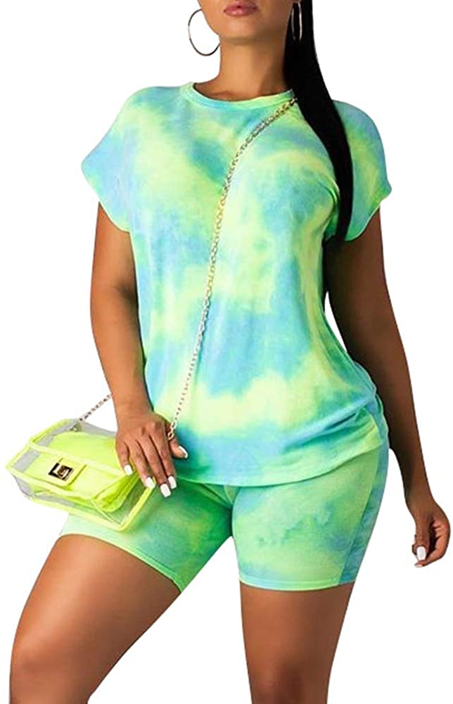 Price:$9.99 Casual Two Piece Outfits Short Sleeve Bodycon Shorts Set Jogging Suit Summer : Clothing, Shoes & Jewelry