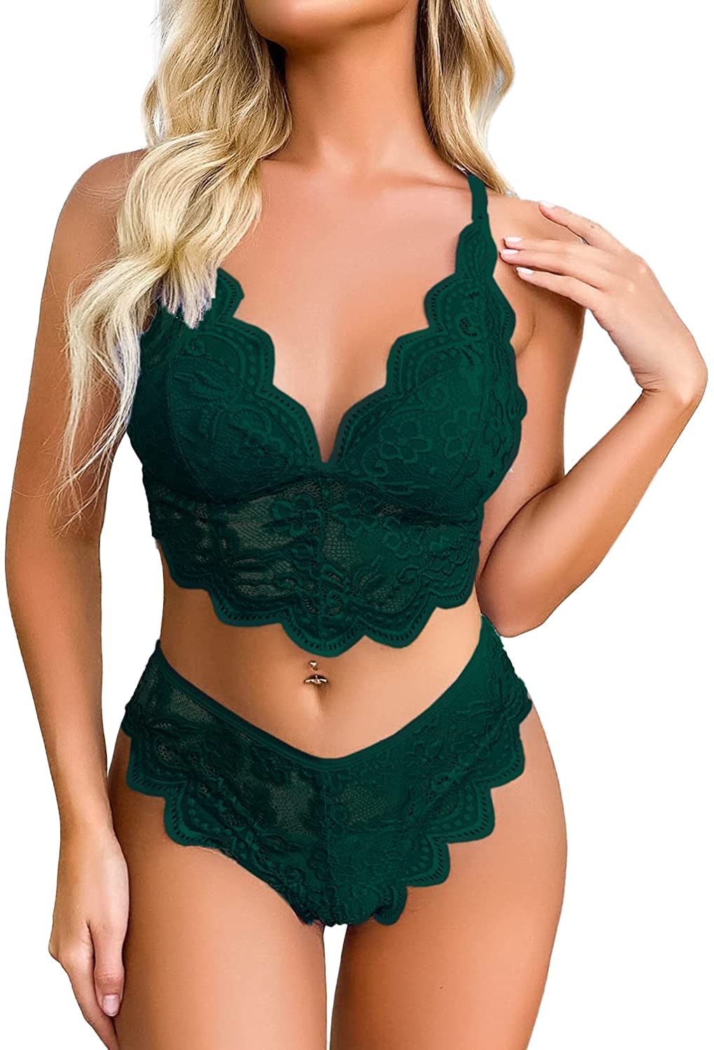 Price:$17.99 Piece Sexy Lingerie for Women Lace Lingerie Set Underwire Bra and Panty Set: Clothing, Shoes & Jewelry
