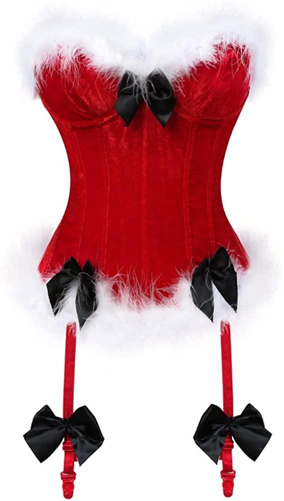 Price:$21.99 Christmas Corset Santa Lingerie for Women Santa Costume Sexy Bustier Corset Top Red 5XL : Clothing, Shoes & Jewelry