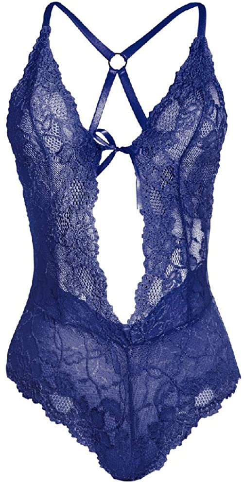Price:$22.99 Women Babydoll One Piece Cross Back Lace Deep V Bodysuit Teddy Underwear Sexy Lingerie: Clothing, Shoes & Jewelry