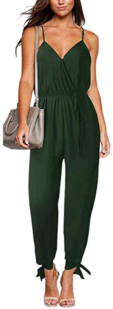 Price:$15.01 Floral Printed Jumpsuit Women Halter Sleeveless Stretch Wide Long Pants Casual Jumpsuit Rompers : Clothing, Shoes & Jewelry