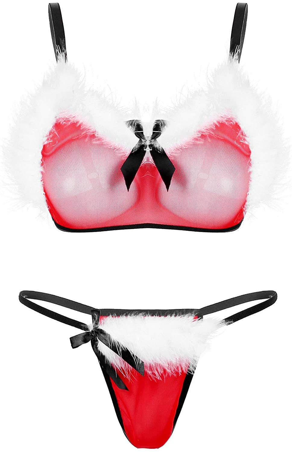 Price:$7.99 Sexy Christmas Lingerie Set for Women Sheer Lace Bra and Panty Santa Costume: Clothing, Shoes & Jewelry
