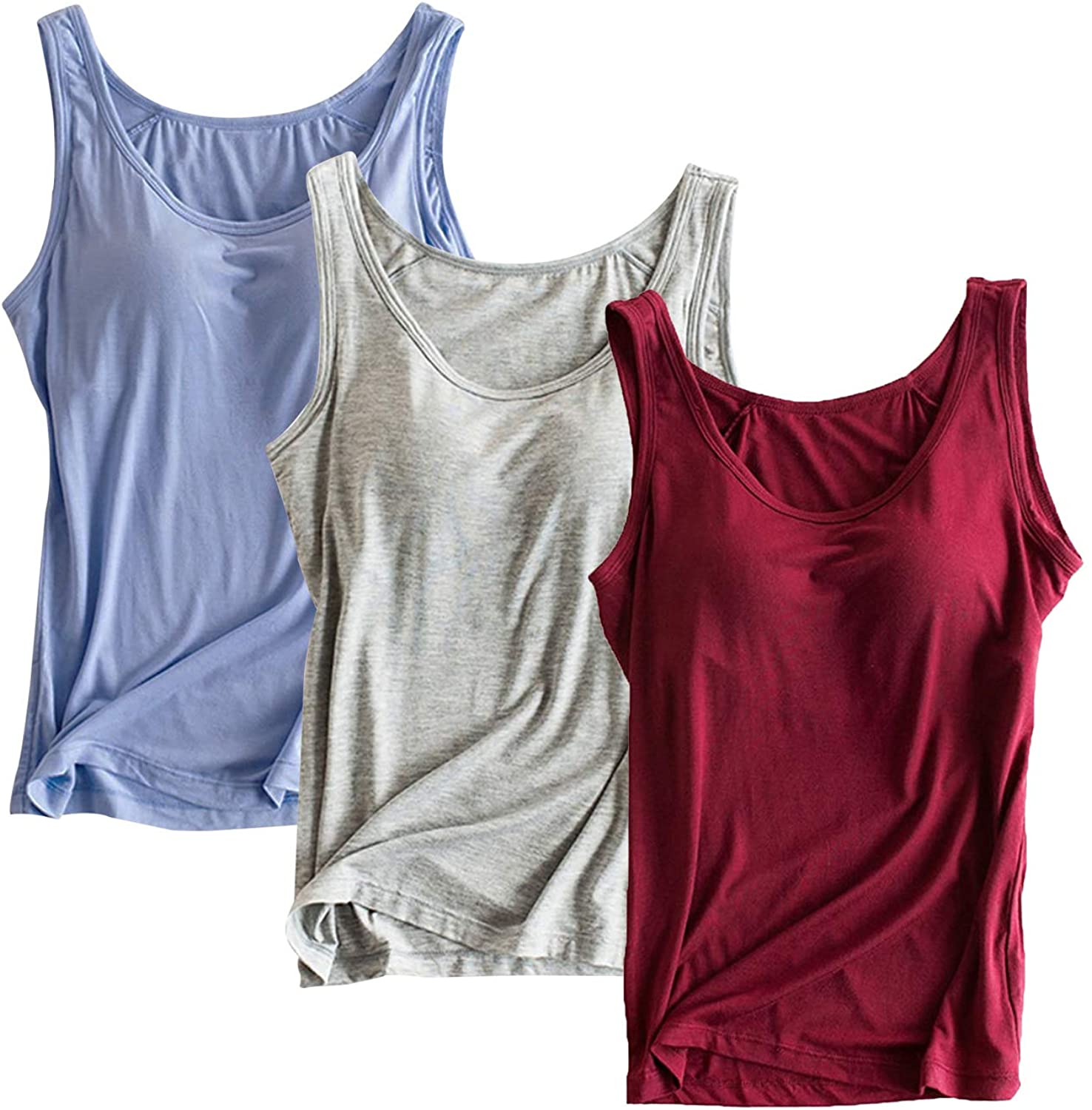 Price:$31.22 3 Pcs Women's Basic Solid Camisole Stretch Casual Tank Tops at Amazon Women’s Clothing store