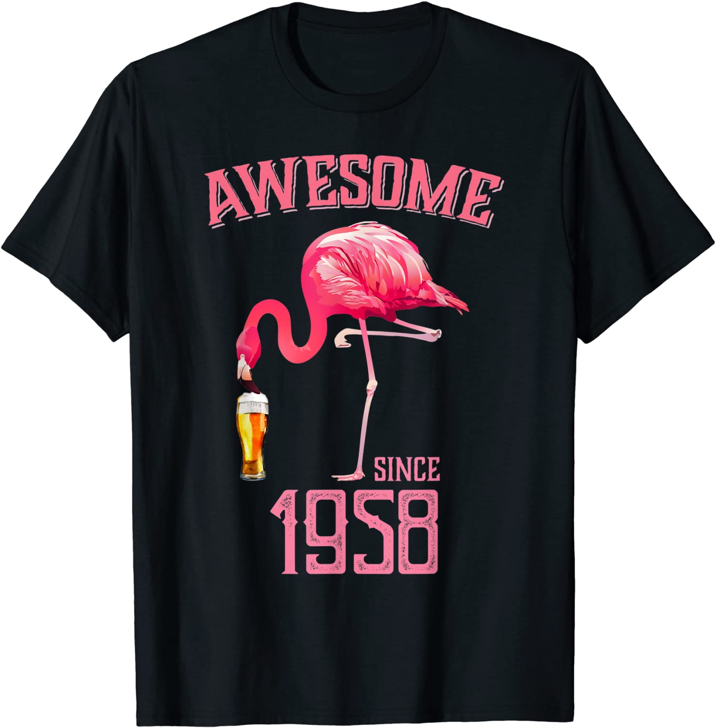Price:$19.95 Pink Flamingo Bird Since 1958 60th Birthday T Shirt : Clothing, Shoes & Jewelry