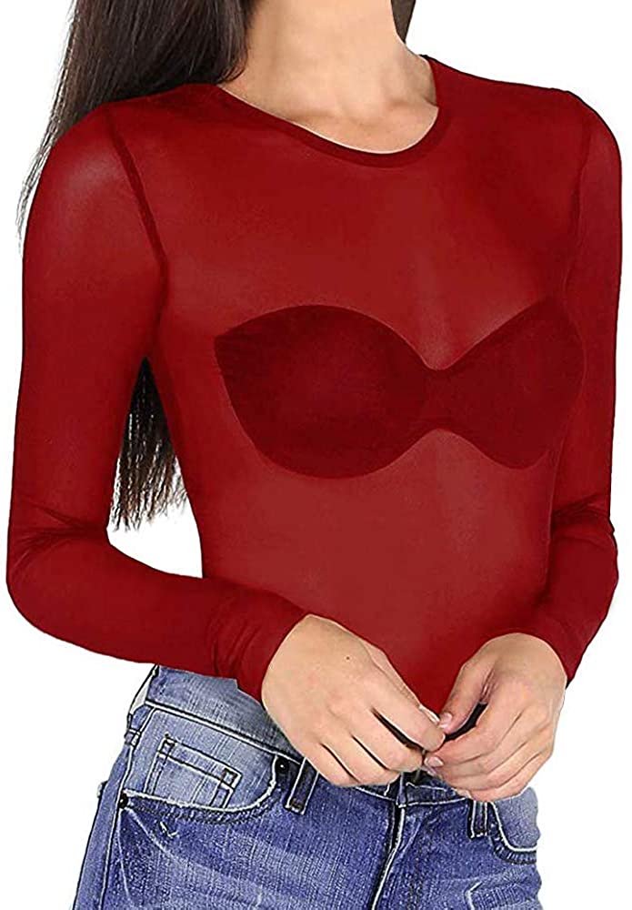 Price:$13.98 Women's Sexy See Through Sheer Long Sleeve Mesh Tops Blouse T Shirts at Amazon Women’s Clothing store