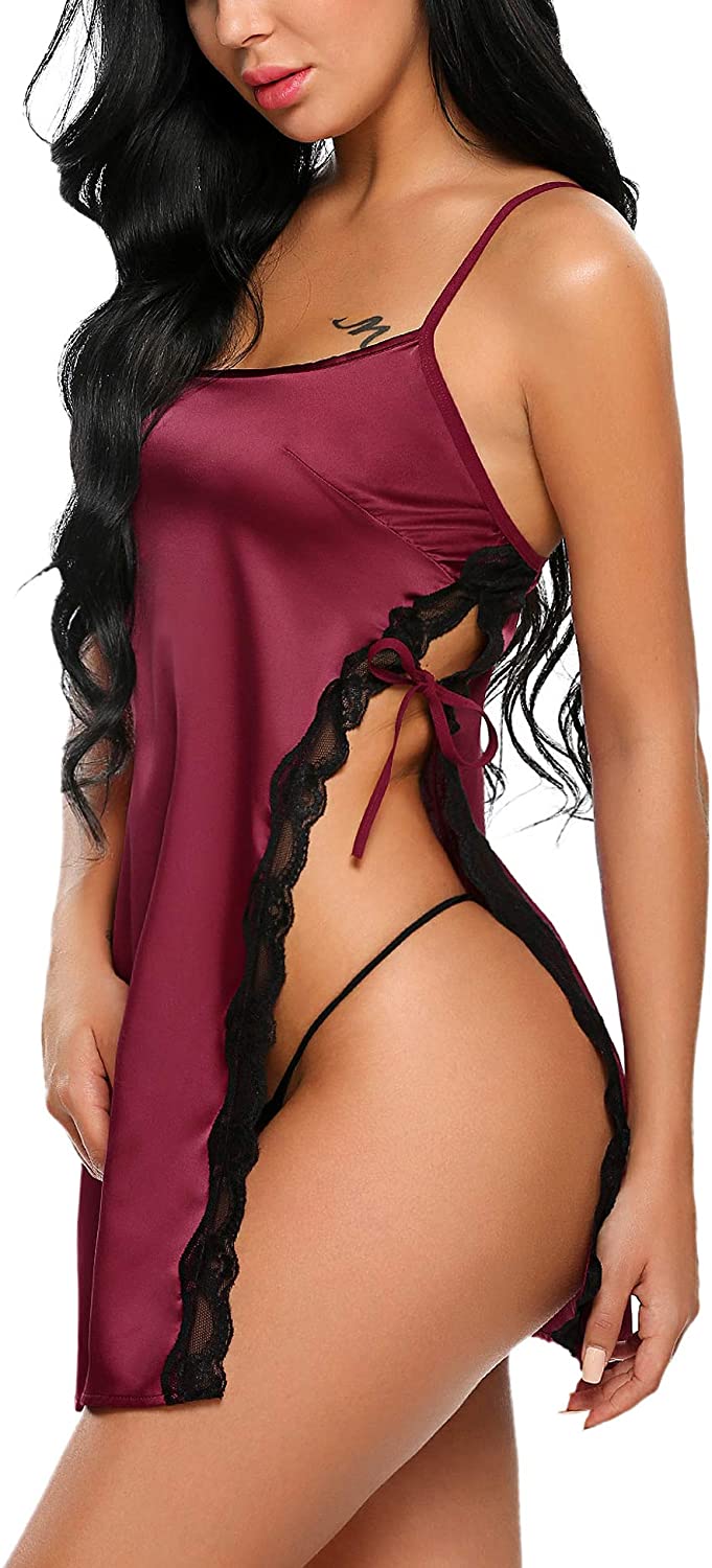Price:$11.99 Women Babydoll For Women Satin Nightwear Lace Chemise Sexy Nightgown at Amazon Women’s Clothing store
