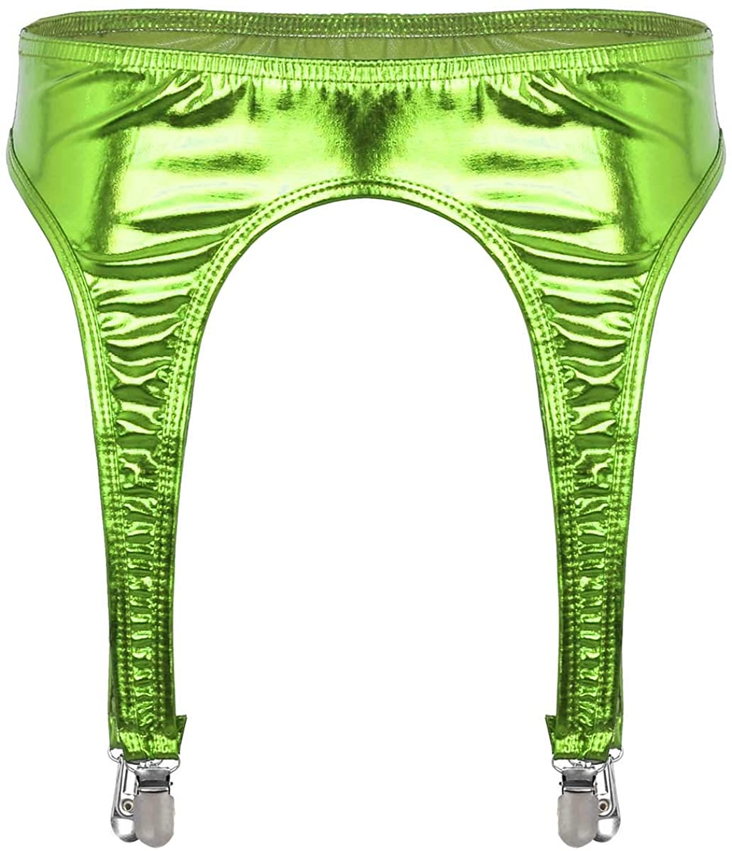 Price:$13.99 Women Sexy Shiny Metallic Suspender Garter Belt for Thigh High Stockings Fluorescent Green One Size : Clothing, Shoes & Jewelry