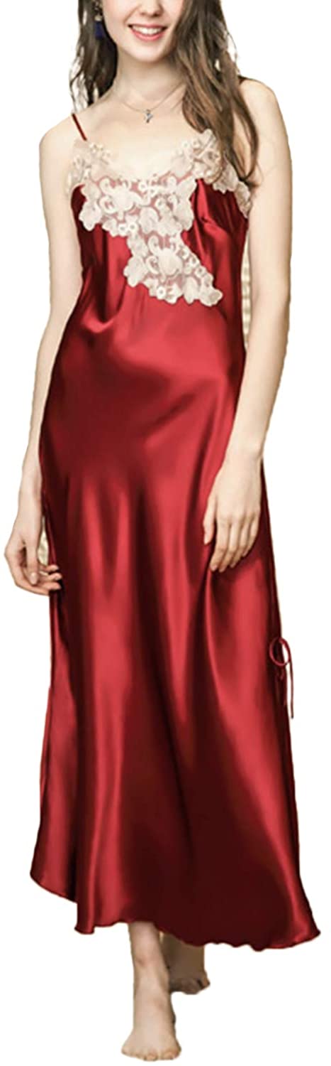 Price:$19.91 BABY Women Satin Nightgown Lace Lingerie Trimmed Full Length Slip Dress Wine Red US 8-10=Tag XL at Amazon Women’s Clothing store