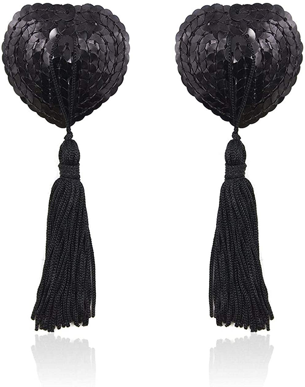 Price:$12.97 Reusable Heart Style Sequin Sexy Women Tassels Nipple Concealers Sticker Pasties Covers Pads for Women Men Play at Amazon Women’s Clothing store