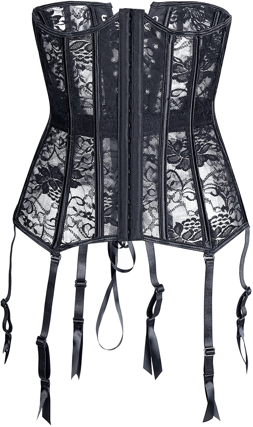 Price:$21.99 MOLY Women Basque Underbust Corset Lingerie Halloween Costume Waist Trainer Bustier with Garters Belt: Clothing, Shoes & Jewelry