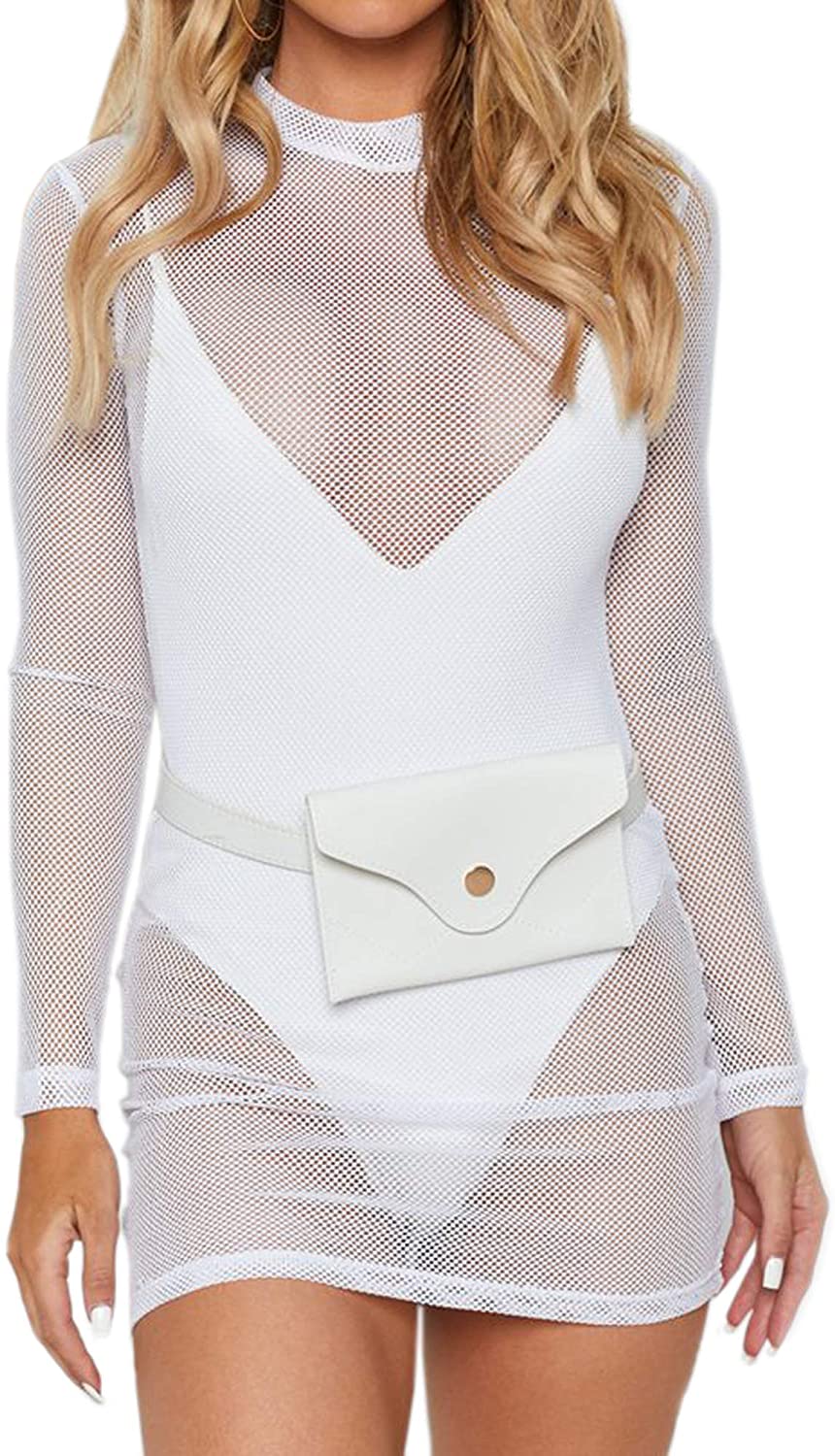 Price:$13.99 Dress Women's Long Sleeve Sexy See Through Bodycon Mini Dress (XS-3XL) : Clothing, Shoes & Jewelry
