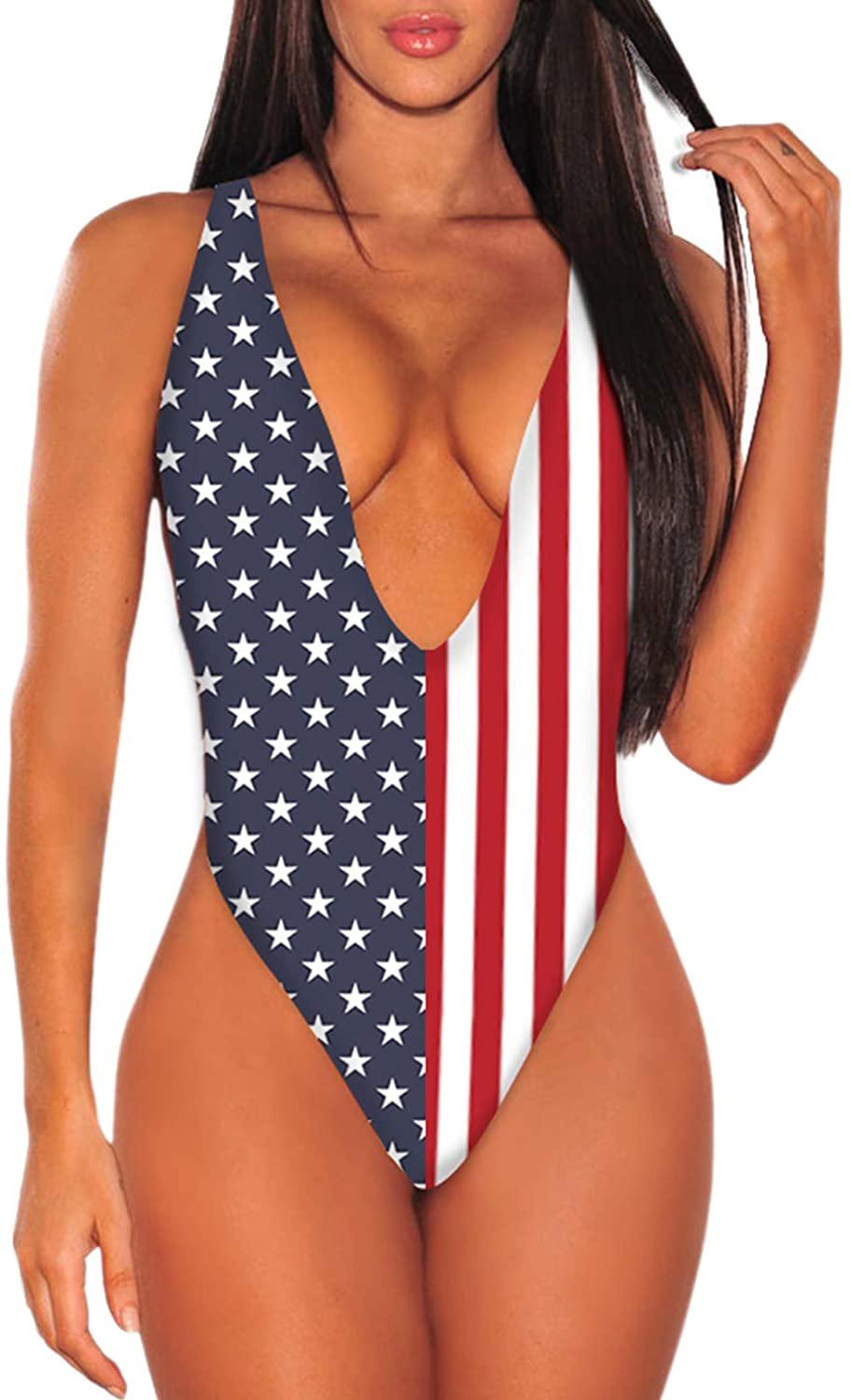 Price:$25.99 Women's One Piece Sexy Swimsuit High Cut Monokini V Neck Bathing Suit at Amazon Women’s Clothing store